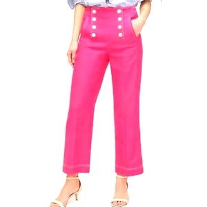 J.Crew size 10 Linen high waisted Sailor cropped wide leg pants in pink